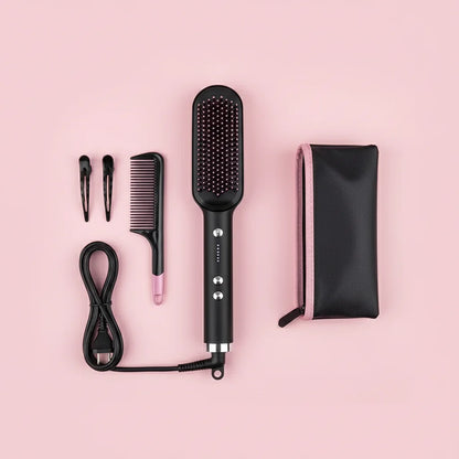 Professional Ionic Hair Straightening Brush - Salon Results at Home