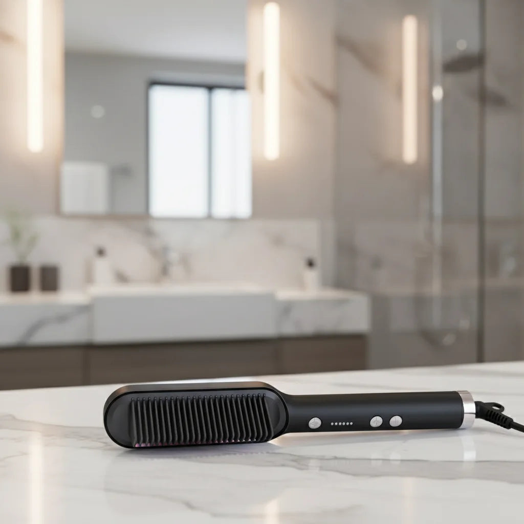 Professional Ionic Hair Straightening Brush - Salon Results at Home