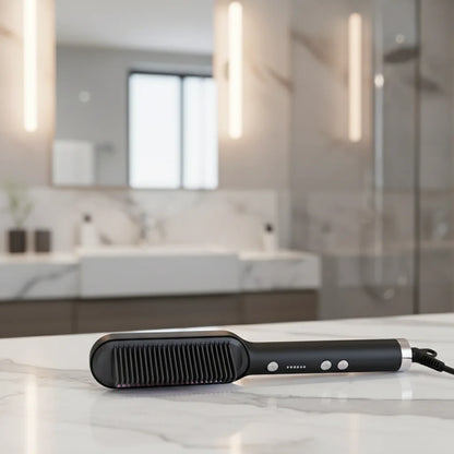 Professional Ionic Hair Straightening Brush - Salon Results at Home